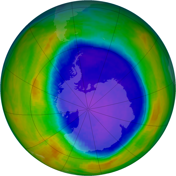 Antarctic ozone map for 21 September 1994